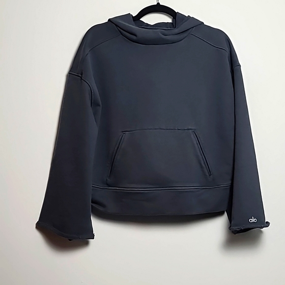 ALO Yoga Tops - ALO YOGA Low Key Wide Sleeve Hoodie Gray Size Small